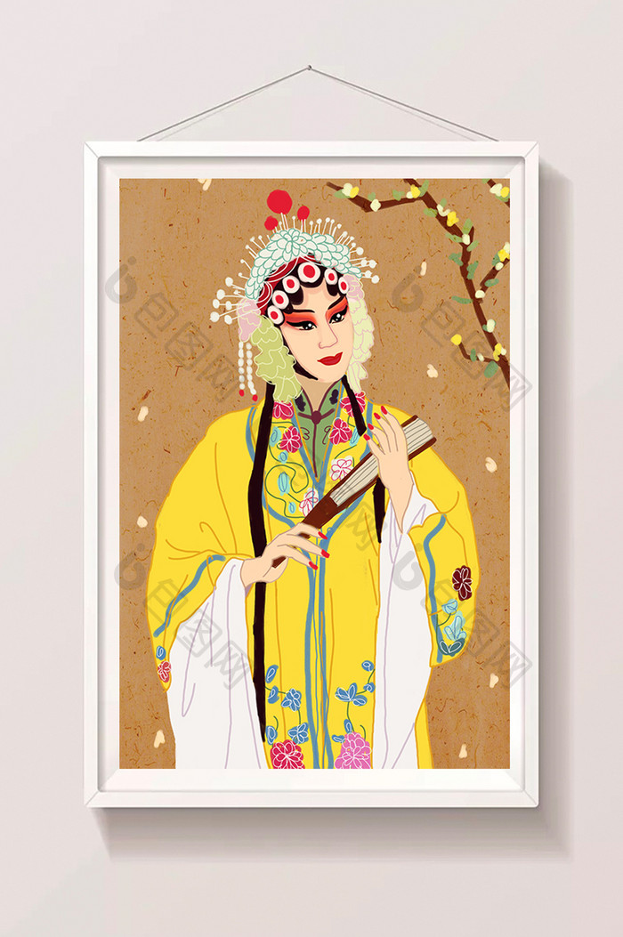 传统文化中国风戏曲人物黄杉插画