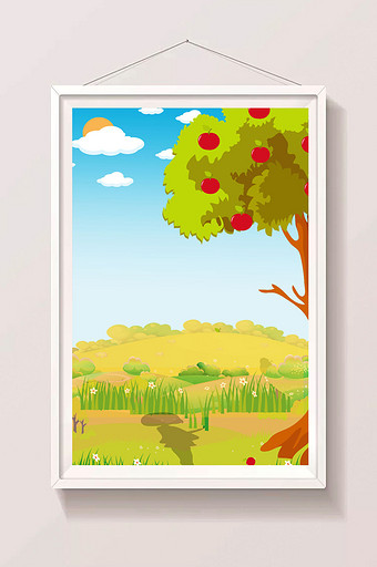 苹果树木插画元素图片