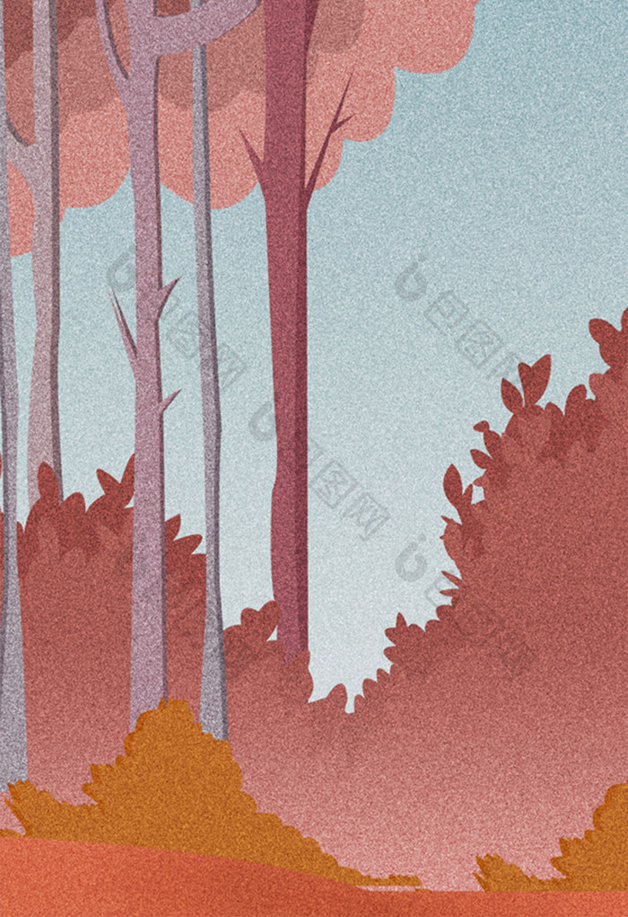 秋季夜色插画元素设计