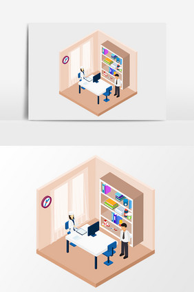 商务简约医生医学学术2.5D矢量元素