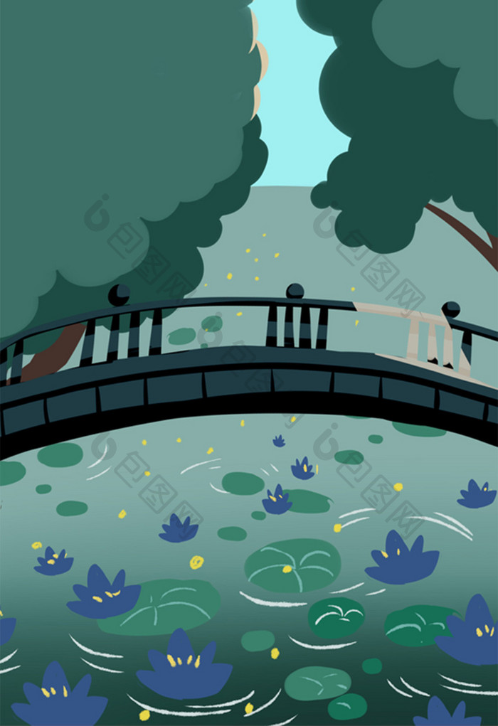 桥插画元素设计背景