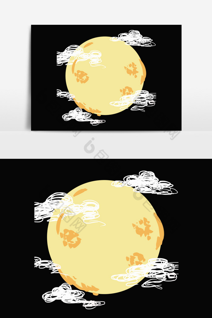 中秋节明月云朵插画图片