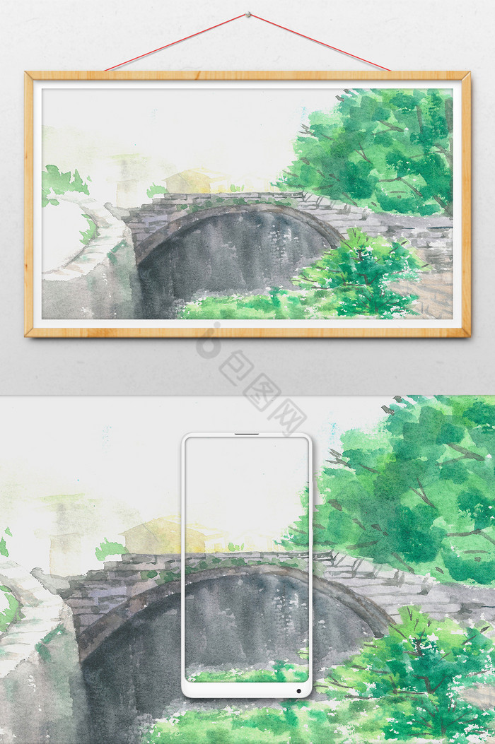 夏日桥风景图片