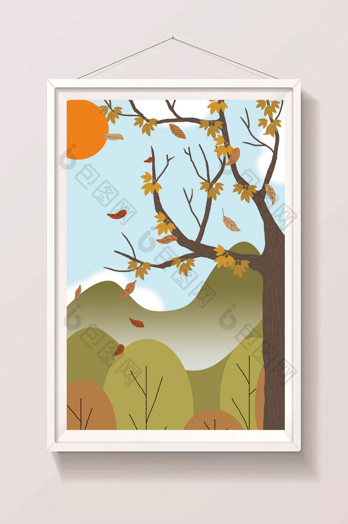 秋季落叶插画元素设计