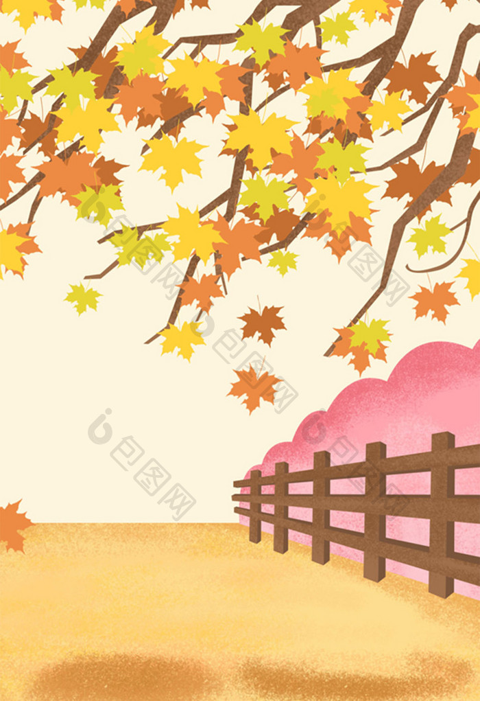 秋季树木插画原设计