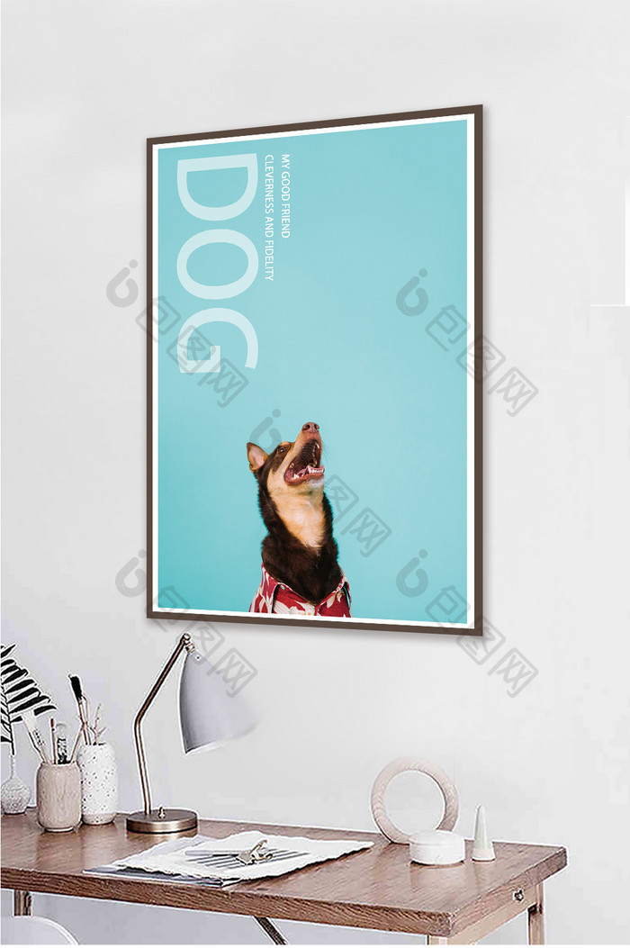 可爱动物小狗创意宠物店客厅装饰画