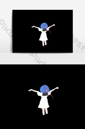 女孩仰望天空插画原