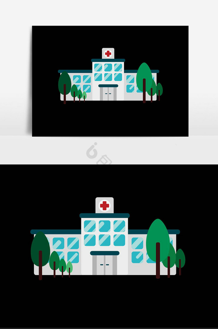医院大楼建筑插画图片