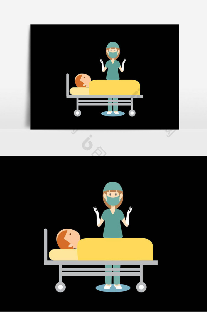 手术病房医疗人物插画