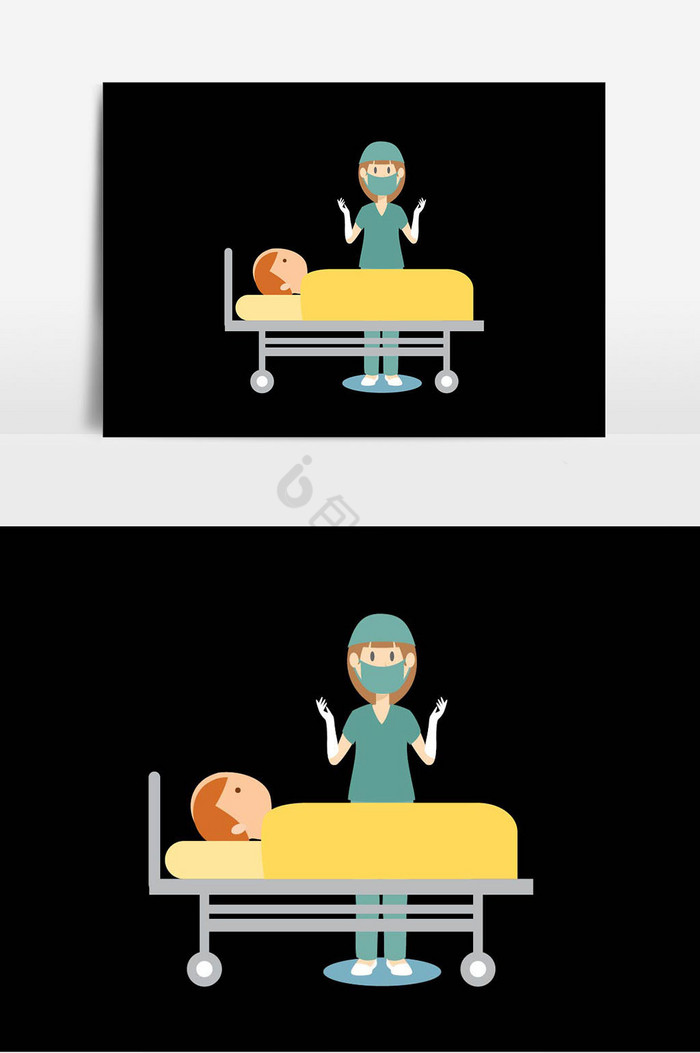 手术病房医疗人物插画图片