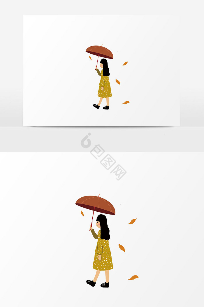 女孩子雨伞插画图片
