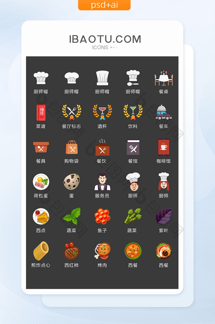 厨房西餐图标UI矢量素材ICON