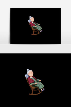 老奶奶睡觉插画图片