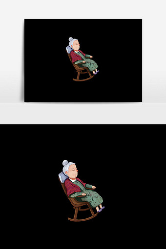 老奶奶睡觉插画设计图片