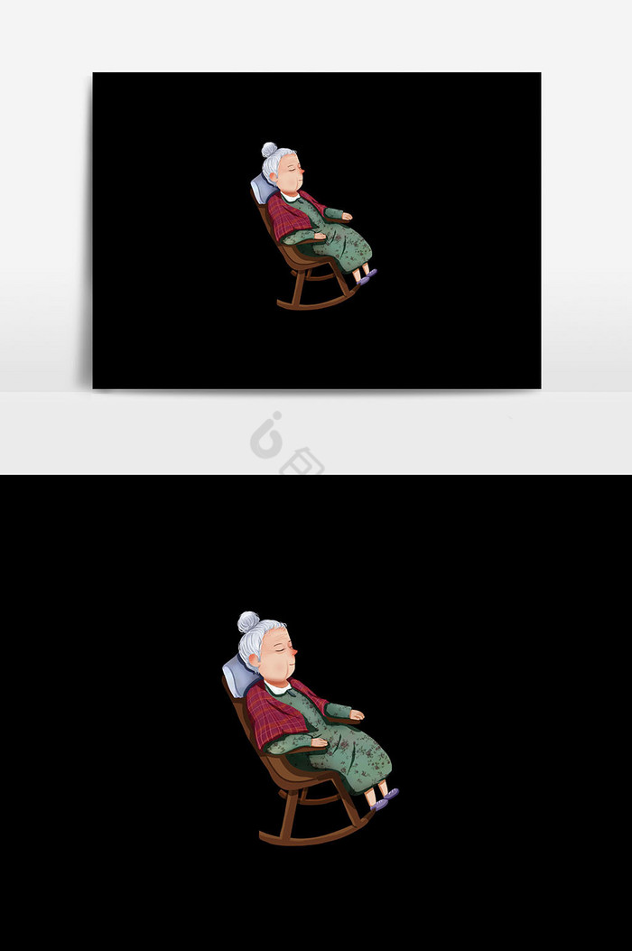 老奶奶睡觉插画图片