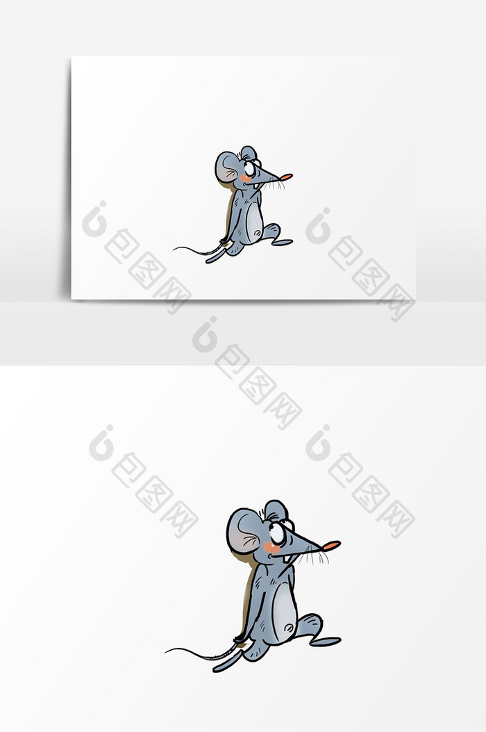 老鼠害怕表情插画设计