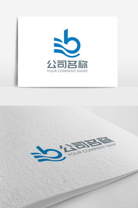 简洁时尚飘逸b字母logo标志