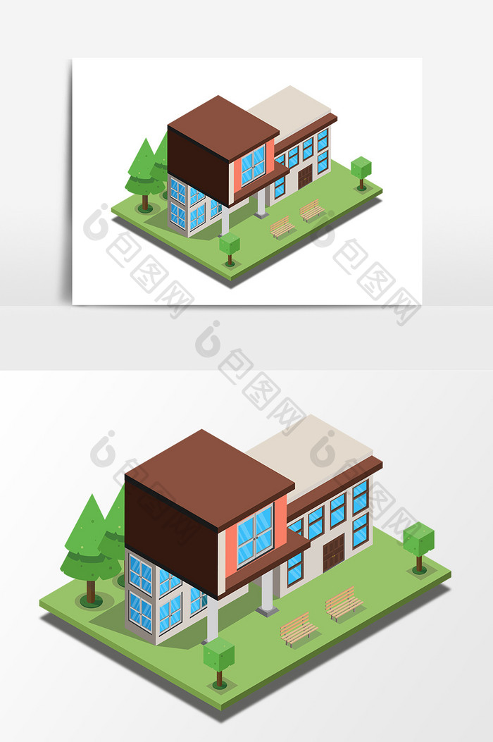 2.5D元素住宅楼别墅