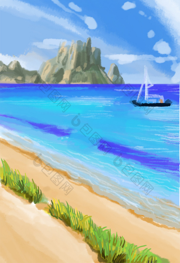 夏日海洋插画背景