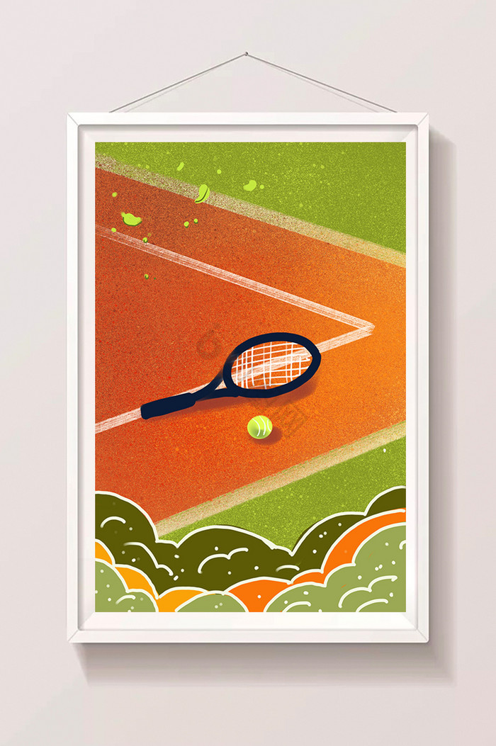 暖色网球插画图片