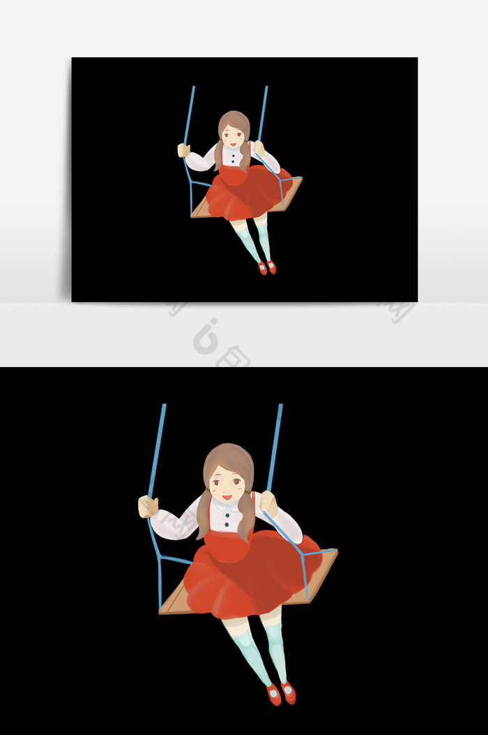 少女荡秋千图片