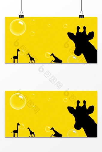 扁平几何长颈鹿剪影背景图片