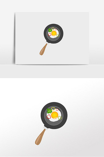 手绘卡通美食制作早餐煎鸡蛋插画元素图片