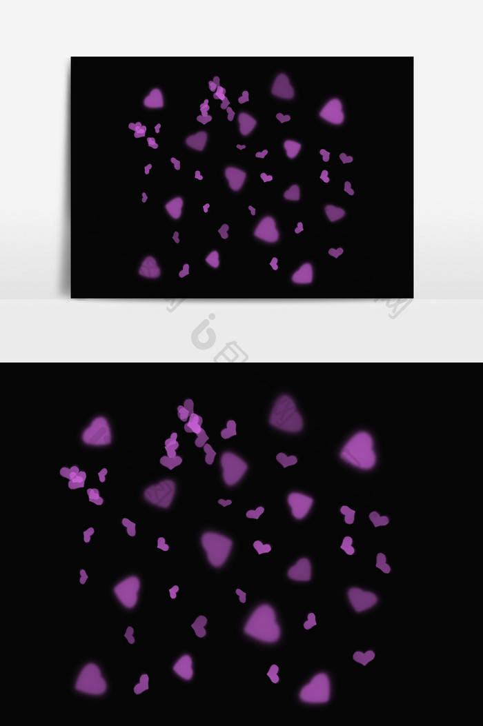 紫色心形光斑效果元素