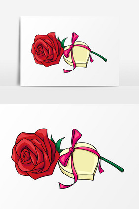 手绘卡通玫瑰礼物相片情人节元素