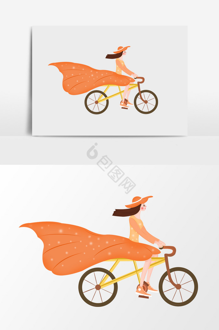 裙子少女骑自行车图片
