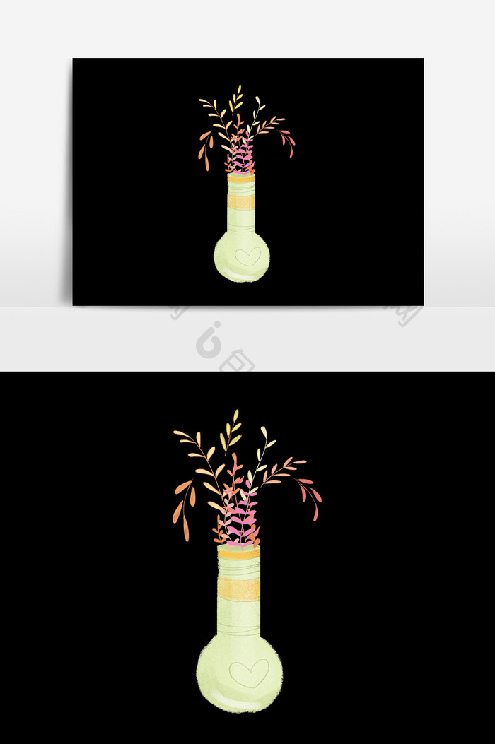 水彩免扣花瓶植物