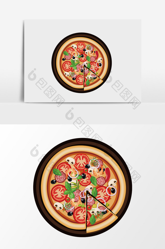 卡通手绘矢量美食披萨