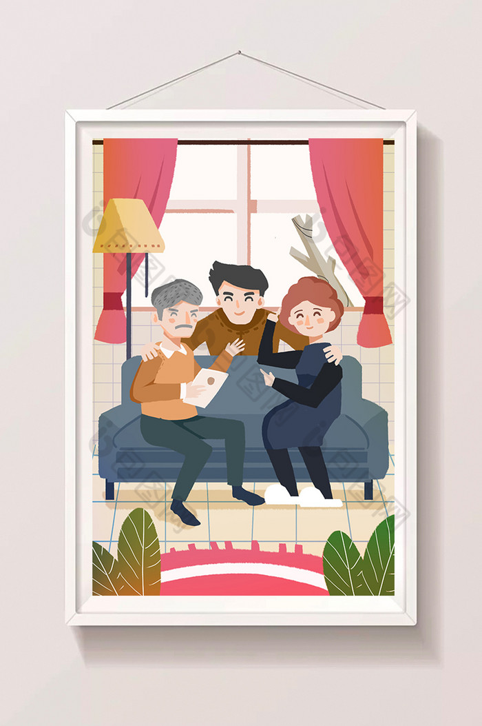 一家人插画幸福有家人图片