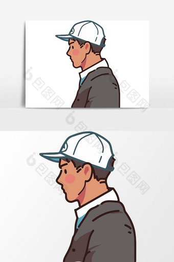 卡通手绘青年棒球帽男头像矢量元素图片