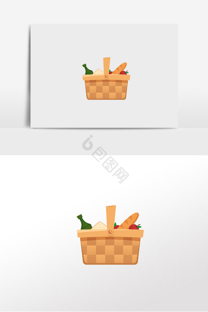 食物篮子插画图片