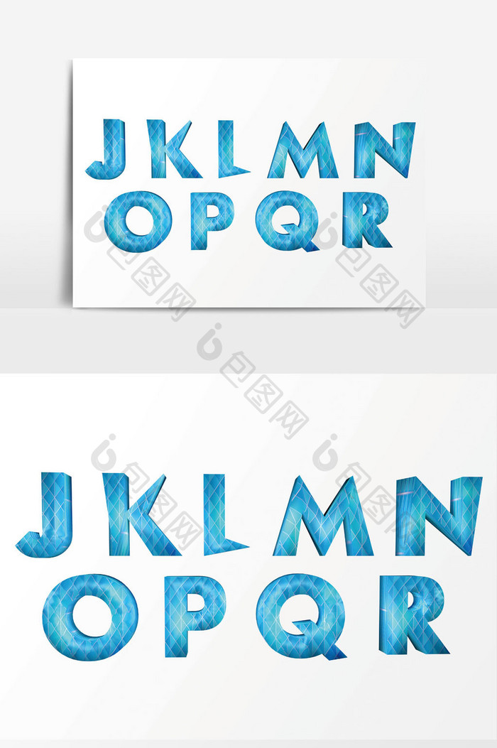 蓝色拼接减面立体字母系列2