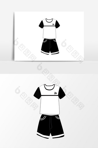 男生夏季黑白运动套装元素图片