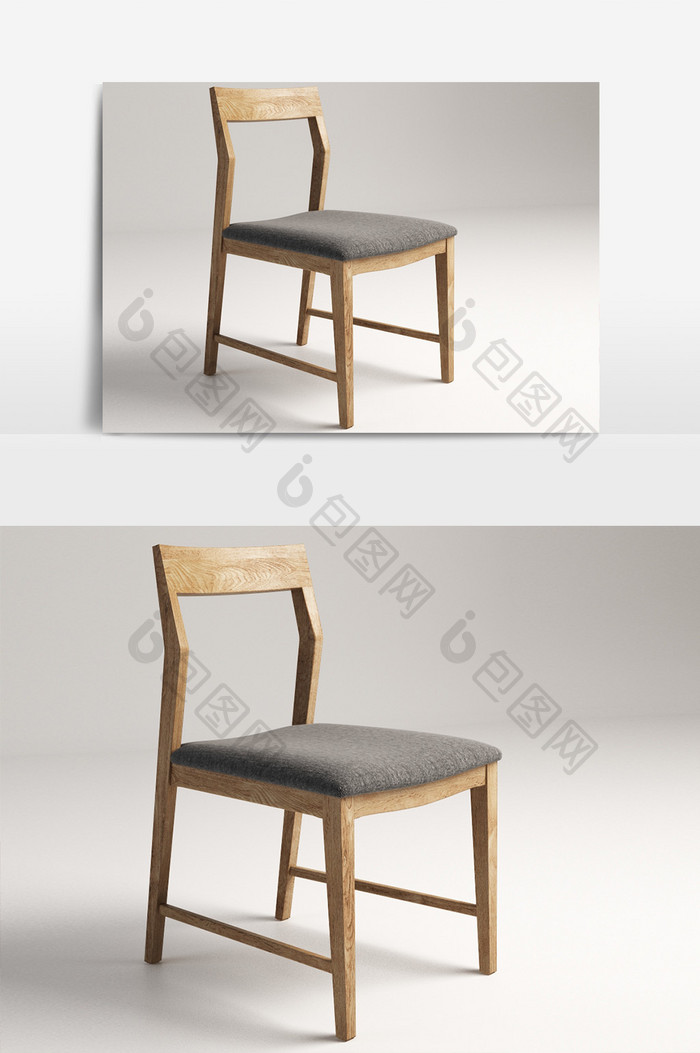新中式实木座椅3D模型