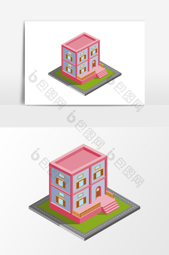 2.5D元素红色住宅楼