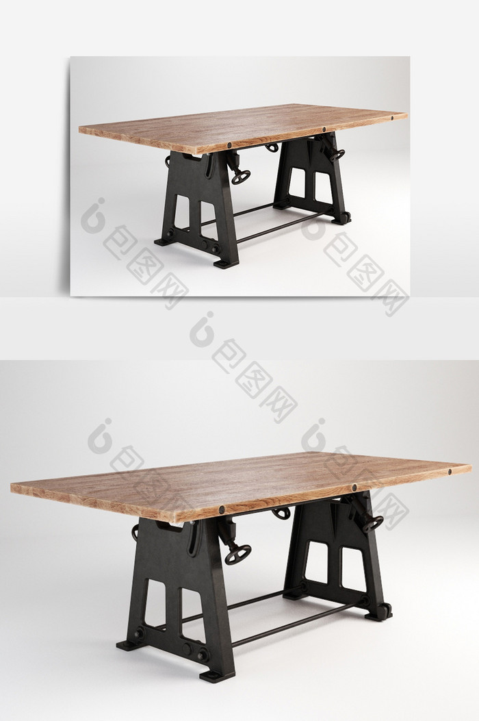 现代实木方桌3D模型