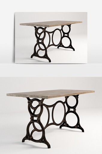 现代实木客厅方桌3D模型图片