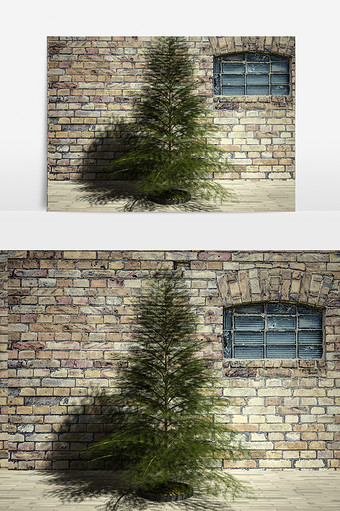 松树植物街道景观3D模型图片