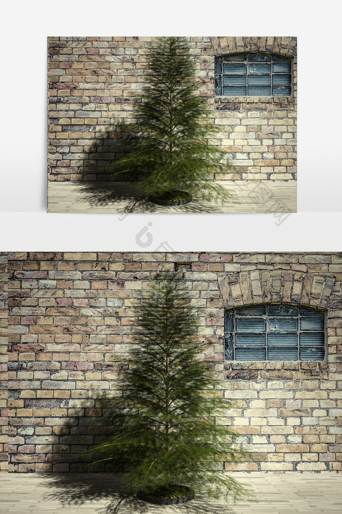 松树植物街道景观3D模型