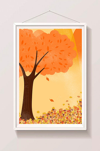 秋天落叶大树风景素材图片