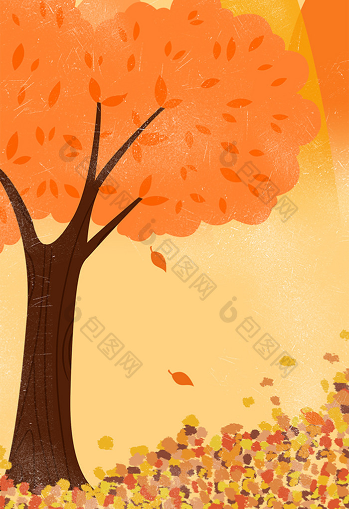 秋天落叶大树风景素材