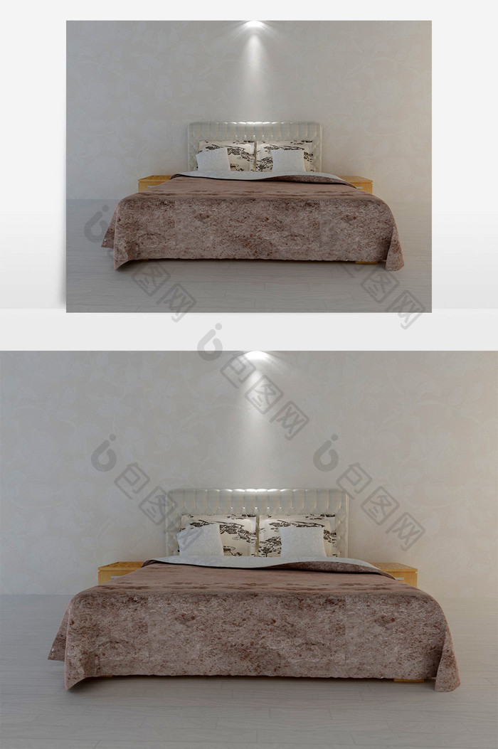 新古典的风格双人床模型