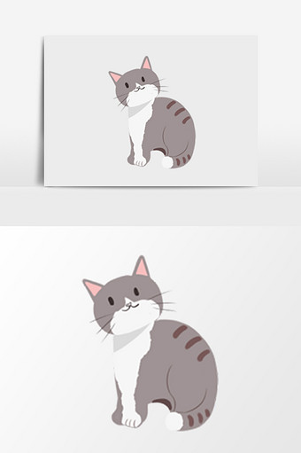 卡通免扣可爱灰色小猫图片
