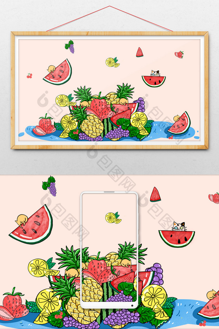 夏季治愈水果插画图片图片