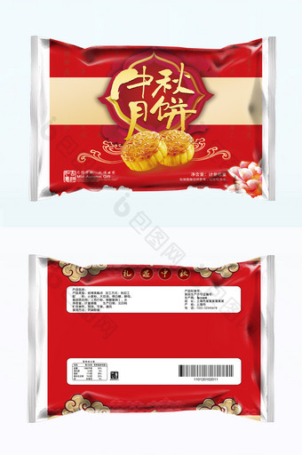 中秋节月饼红色礼品食物包装袋图片