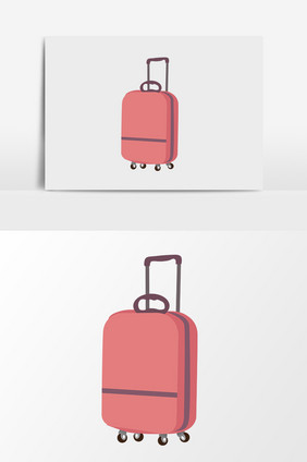 红色卡通行李箱素材
